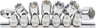 Gelenk-Steckschlüssel-Satz, Sechskant | Antrieb Innenvierkant 10 mm (3/8") | SW 3/8" - 3/4" | Zollgrößen | 7-tlg.