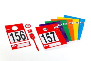 4 in 1 Leitzahl-Set, mit Nummer 1-300 inkl. wasserfestem Spezialstift, gelb, 300 Stück