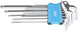 Winkelschlüssel-Satz | extra lang | Zollgrößen | Innensechskant / Innensechskant mit Kugelkopf 0,05" - 3/8" | 13-tlg.