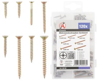 Mehrzweckschrauben-Sortiment | Kreuzschlitz PZ2 | 120 Stück