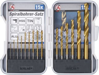 HSS-Spiralbohrer-Satz | titan-nitriert | 1,5 - 10 mm | 15-tlg.