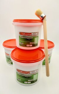 frostsicher Aktionspaket: 4 Eimer Reifenmontagepaste Montierpaste weiß je 5kg (Winteredition frostsicher) und ein Pinsel PKW und LKW Ø 40mm
