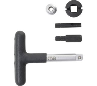 Universal-Öldienst-Schlüssel-Satz | für Kunststoff-Ölablassschrauben | Antrieb Außensechskant 6,3 mm (1/4") / Abtrieb Außenvierkant 10 mm (3/8") | 5-tlg.