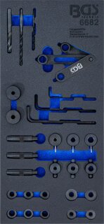 Werkstattwageneinlage 1/3: Zylinderkopf-Bohrlehren-Werkzeug-Satz | 28-tlg.