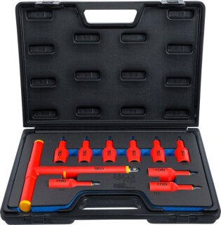 VDE-Bit-Einsatz-Satz | Antrieb Innenvierkant 12,5 mm (1/2") | T-Profil (für Torx) T20 - T55 | 10-tlg.