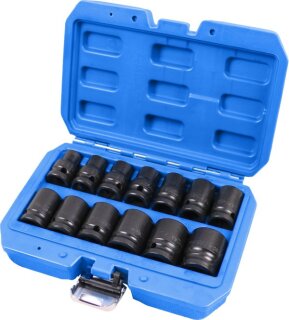 1/2" Kraft-Stecknuss-Satz, Sechskant, 13-tlg, kurz