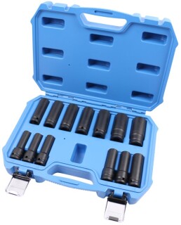 1/2" Kraft-Stecknuss-Satz, Sechskant, 13-tlg, lang, 10 - 24 mm