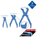 Schlauch-Abklemm-Zangen-Satz, 90&deg; abgewinkelt, 3-tlg