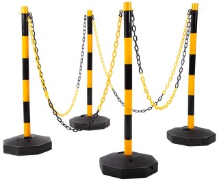 Absperrpfosten-Satz mit Kette, 13-tlg