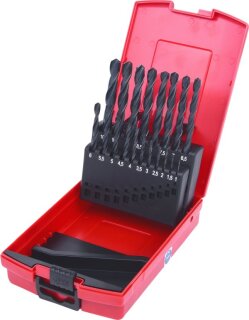 HSS-R Spiralbohrer-Satz, Kunststoffkassette, 19-tlg, 1-10mm