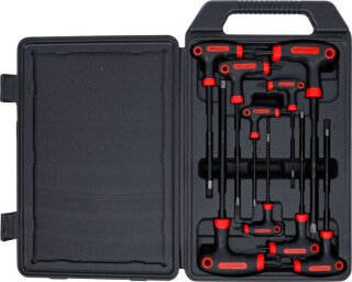 Schraubendreher-Satz mit T-Griff und seitlicher Klinge | T-Profil (für Torx) mit Bohrung | T10 - T50 | 9-tlg.