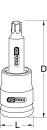 1" Kraft-Bit-Stecknuss Torx, lang, T90