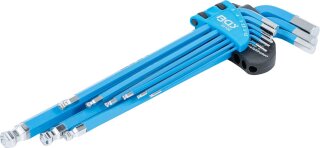 Winkelschlüssel-Satz | extra lang | Innensechskant / Innensechskant mit Kugelkopf 1,5 - 10 mm | 9-tlg.