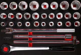 3/4 Steckschlüssel-Satz in Schaumstoffeinlage, 32-tlg