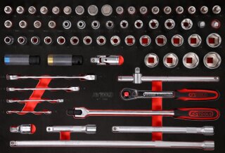 1/2" Steckschlüssel-Satz in Schaumstoffeinlage, 66-tlg