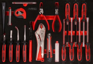 Schraubendreher- / und Zangen-Satz in Schaumstoffeinlage, 32-tlg