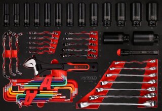 Schraubenschlüssel- / und Kraft-Stecknuss-Satz in Schaumstoffeinlage, 55-tlg