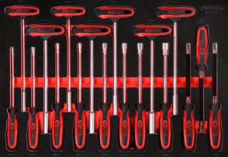 T-Griff-Winkelstiftschlüssel-Satz in Schaumstoffeinlage, 18-tlg