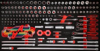 1/4 + 3/8 Steckschlüssel-Satz in Schaumstoffeinlage, 183-tlg