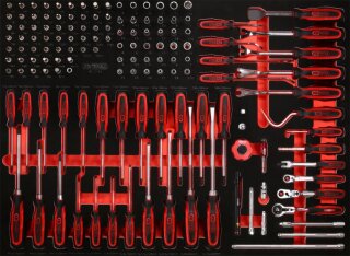 1/4 Steckschlüssel- / und Schraubendreher-Satz in Schaumstoffeinlage, 142-tlg