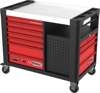 PERFORMANCEplus P35 SCHWARZ/ROT Werkstattwagen mit 12 Schubladen