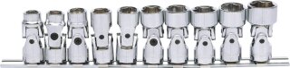 3/8" CHROMEplus Sechskant-Stecknuss-Satz mit Gelenk, 10-tlg10-19mm