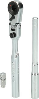 1/4" Bit-Gelenk-Umschaltknarren-Satz mit Steckadapter für Stecknüsse, 3-tlg