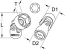 1/4" Torx-E-Stecknuss mit Gelenk, E8