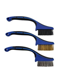 Mini-Bürsten-Satz | Nylon, Messing, Edelstahl | 165 mm | 3-tlg.