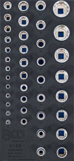 Werkstattwageneinlage 1/3: Steckschlüssel-Einsätze Zwölfkant | 6,3 mm (1/4"), 10 mm (3/8"), 12,5 mm (1/2") | 40-tlg.