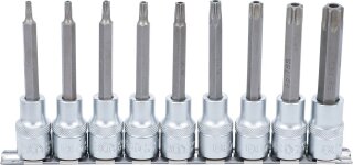 Bit-Einsatz-Satz | Antrieb Innenvierkant 12,5 mm (1/2") | T-Profil (für Torx) mit Bohrung | 9-tlg.