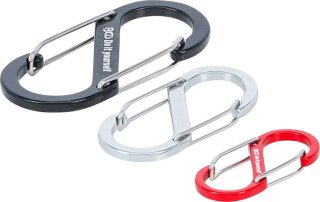 Karabinerhaken-Sortiment mit Doppelöffnung | Aluminium | 3-tlg.