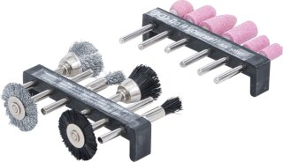 Schleifer- und Stahldraht- / Kunststoff-Bürsten-Satz | 12-tlg.