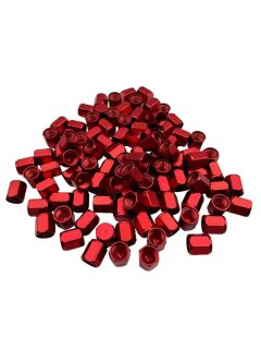 Alu-Ventilkappe sechskant rot mit Dichtung