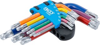 Winkelschlüssel-Satz | Multicolour | kurz | T-Profil (für Torx) mit Kugelkopf T10 - T50 | 9-tlg.