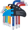 Winkelschl&uuml;ssel-Satz | Multicolour | kurz | T-Profil (f&uuml;r Torx) mit Kugelkopf T10 - T50 | 9-tlg.