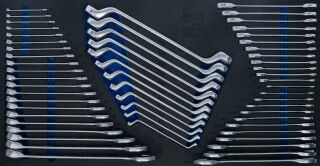 Werkstattwageneinlage XL: Maul-Ringschlüssel / Doppel-Ringschlüssel / Doppel-Maul- und Ratschenring-Maulschlüssel-Satz | 57-tlg.