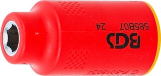 VDE-Steckschlüssel-Einsatz Sechskant | Antrieb Innenvierkant 10 mm (3/8") | SW 7 mm