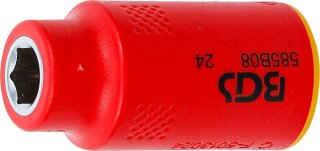 VDE-Steckschlüssel-Einsatz Sechskant | Antrieb Innenvierkant 10 mm (3/8") | SW 8 mm