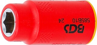 VDE-Steckschlüssel-Einsatz Sechskant | Antrieb Innenvierkant 10 mm (3/8") | SW 10 mm