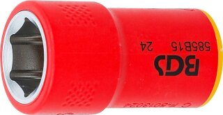 VDE-Steckschlüssel-Einsatz Sechskant | Antrieb Innenvierkant 10 mm (3/8") | SW 15 mm