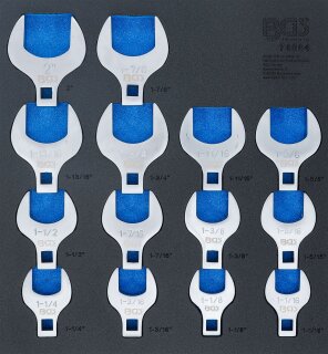 Werkstattwageneinlage 2/3: Hahnenfußschlüssel-Satz | Antrieb Innenvierkant 12,5 mm (1/2") | Zollgrößen | 14-tlg