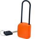 Absperr-Vorh&auml;ngeschloss, orange, Verbundmaterial, 76 mm