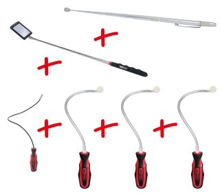 Flexibler und Teleskop-Magnethalter und Inspektionsspiegel-Satz, 6-tlg