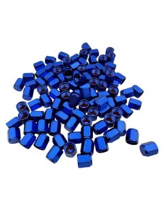 Alu-Ventilkappe sechskant blau mit Dichtung 100 Stück