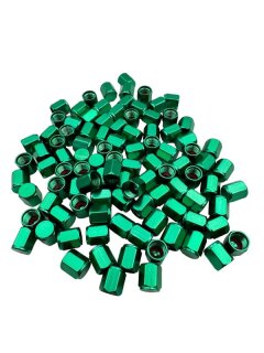 Alu-Ventilkappe sechskant grün mit Dichtung 25 Stück