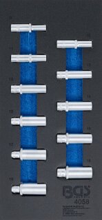 Werkstattwageneinlage 1/3: Steckschlüssel-Einsätze Sechskant | 10 mm (3/8") | 8 - 19 mm | tief | 11-tlg.