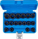 Kraft-Steckschl&uuml;ssel-Einsatz-Satz Sechskant, extra flach | Antrieb Innenvierkant 12,5 mm (1/2") | SW 8 - 24 mm | 17-tlg.