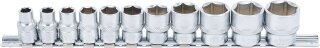 Steckschlüssel-Einsatz-Satz, Sechskant | Antrieb Innenvierkant 10 mm (3/8") | SW 5/16" - 7/8" | 11-tlg.