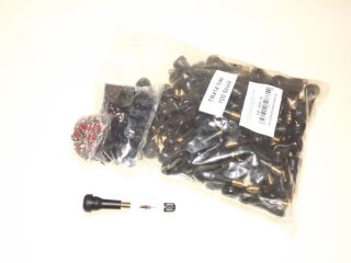 Premium- Gummiventil (Snap-In) lang TR418 100 Stück unmontiert (Kappen+Einsätze lose)